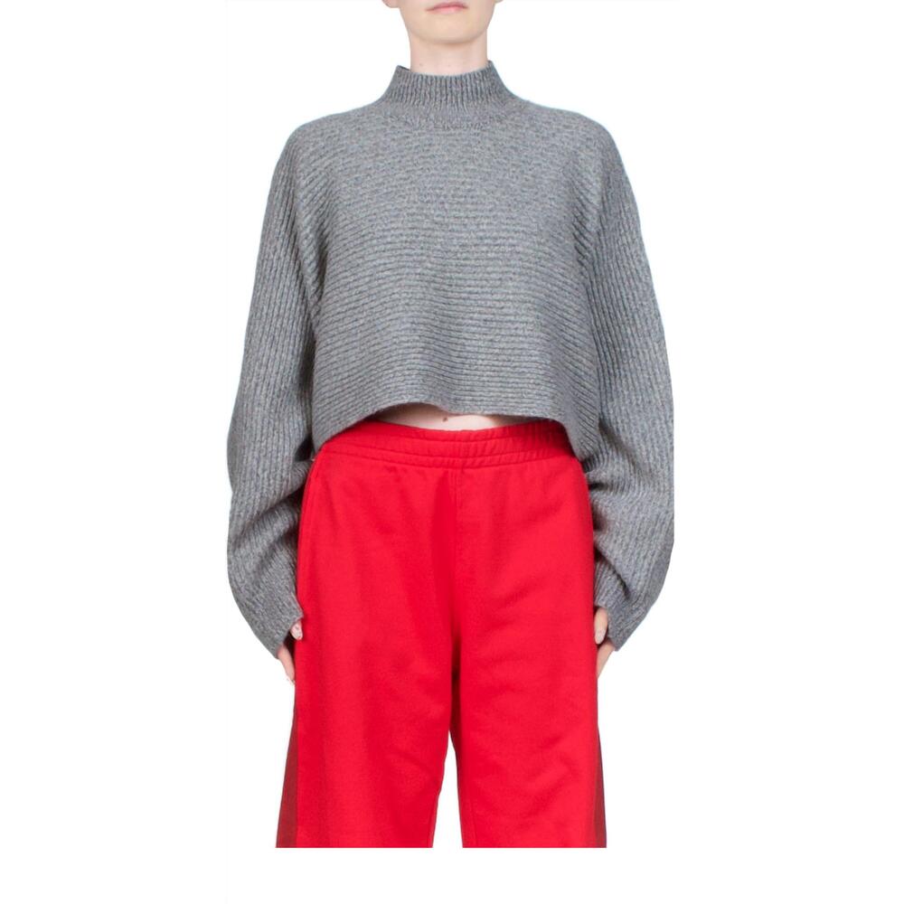 NEW 6397 wide rib crop sweater in grey